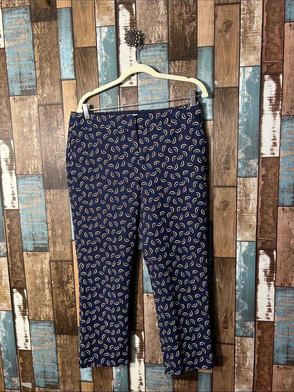Boden Navy Printed ankle trousers
